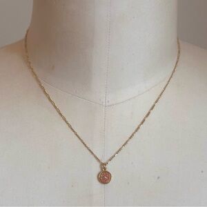 Luna Norte Round Orange Druzy Quartz Necklace - 14K Gold Plated Layering